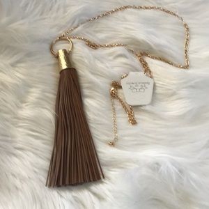 Brown Vegan Leather Tassel Necklace